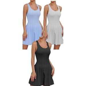 Women's Tennis Dress Built In Shorts With Pocket Golf Pleated Athletic Set Of 3